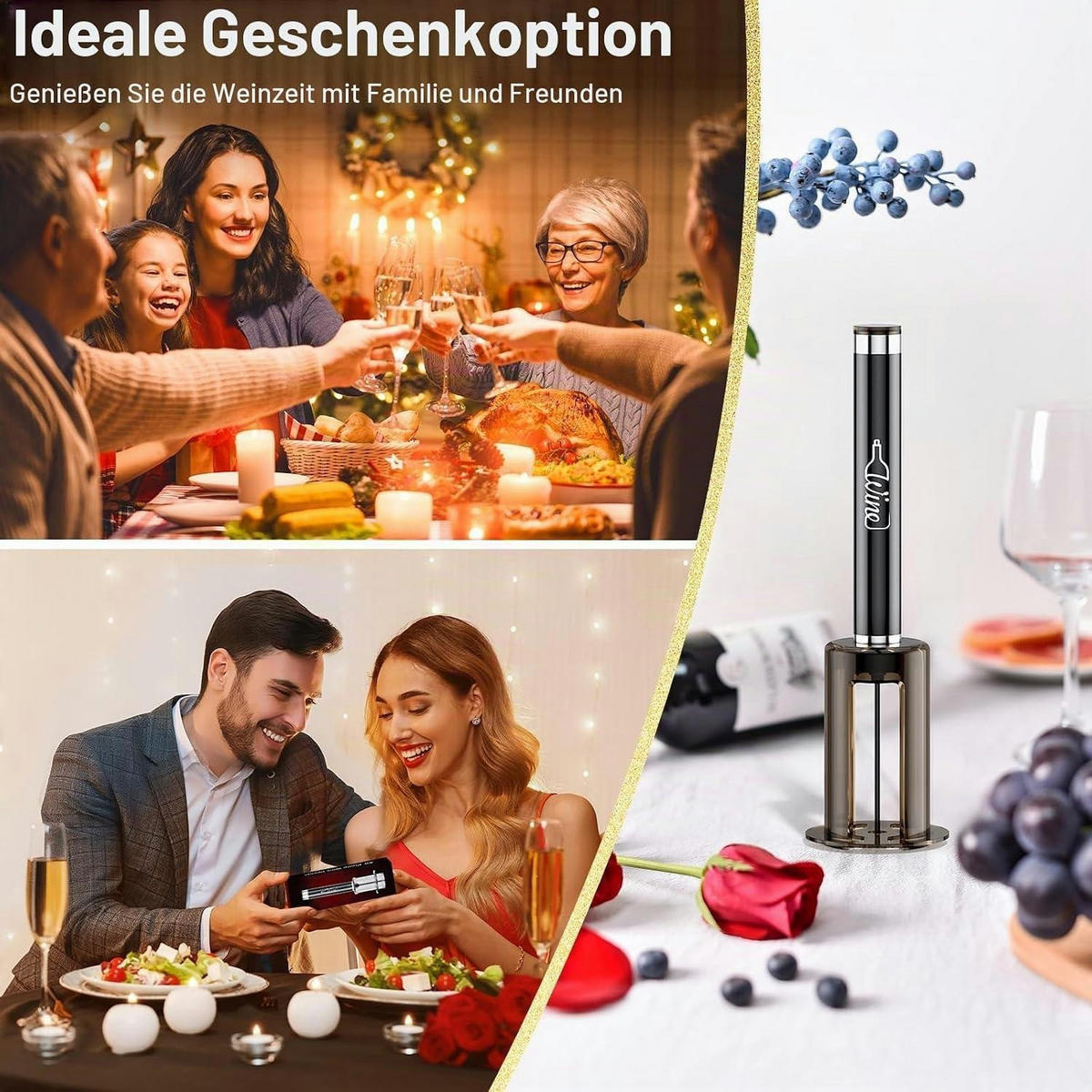 WEINÖFFNER Luftdruck Pumpenöffner - Silberfarben, Kunststoff (19cm)