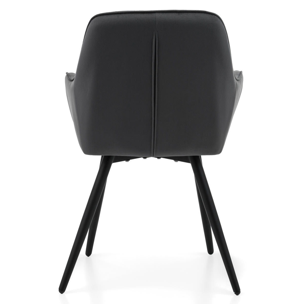 STUHL COLIN gespolsterter mit Steppung - grau - Samt Velours - Schwarz/Grau, Textil/Metall (58/87/61cm) - NEW HOME