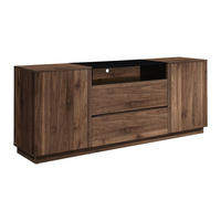 SIDEBOARD mit 2 Türen, 2 Schubladen & 1 Ablagefach – Dunkles Holz & Schwarz – CEMILINA - Dunkelbraun, Holz (180/75/40cm) - Vente-Unique
