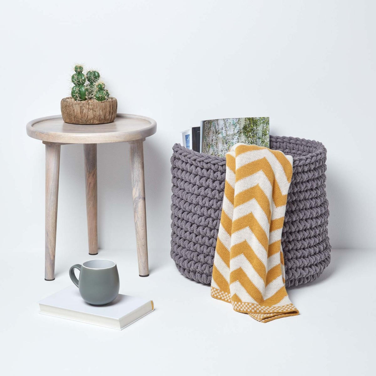 AUFBEWAHRUNGSKORB Baumwolle 42/37 cm - Grau, Textil (42/42/37cm) - Homescapes