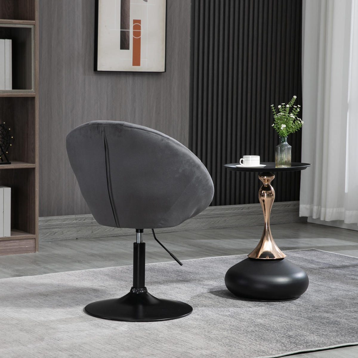 COCKTAILSESSEL HAVANNA Samt Grau - Dunkelgrau/Silberfarben, Textil (62/88/58cm) - SVITA