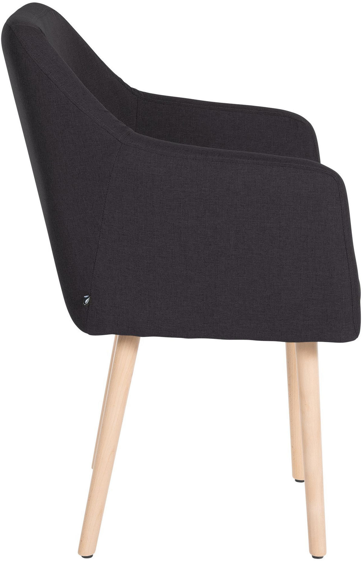 ARMLEHNENSTUHL Stoff schwarz - Eukalyptusholzfarben/Schwarz, Holz/Textil (61/88/57.5cm) - CLP