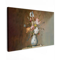LEINWANDBILD Alte Meister - Blumen - Balthasar van der Ast Wohnzimmer Groß 120x80 cm - Hellbraun, Textil (120/80cm) - MuchoWow
