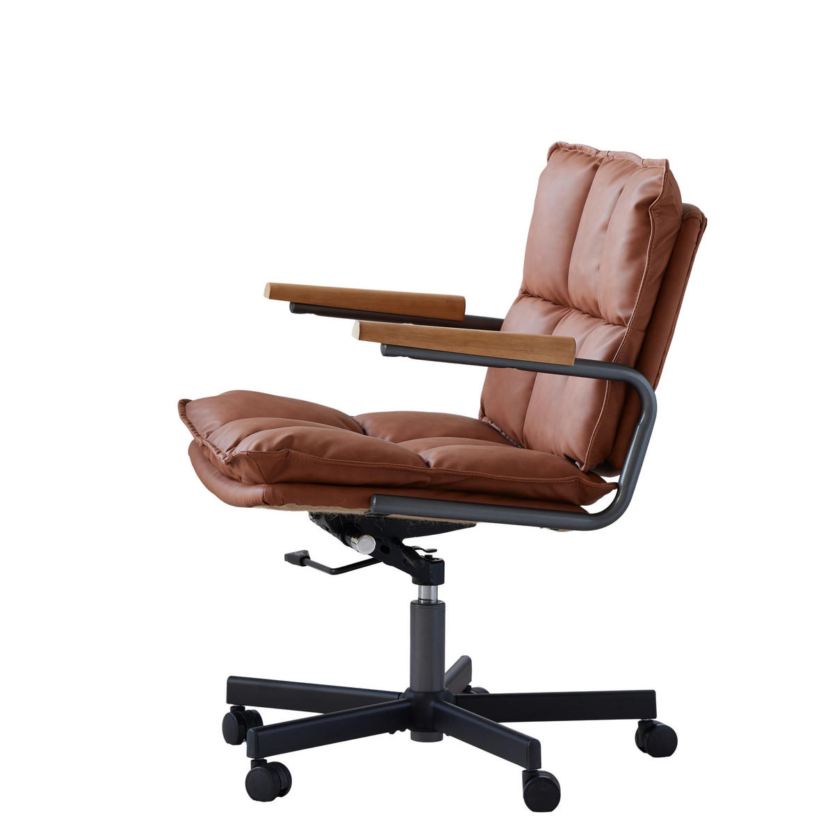 BÜROSTUHL in Braun 46x65x72 cm, höhenverstellbar und um 360° drehbar - Braun, Leder (65/72/46cm) - IVMEU