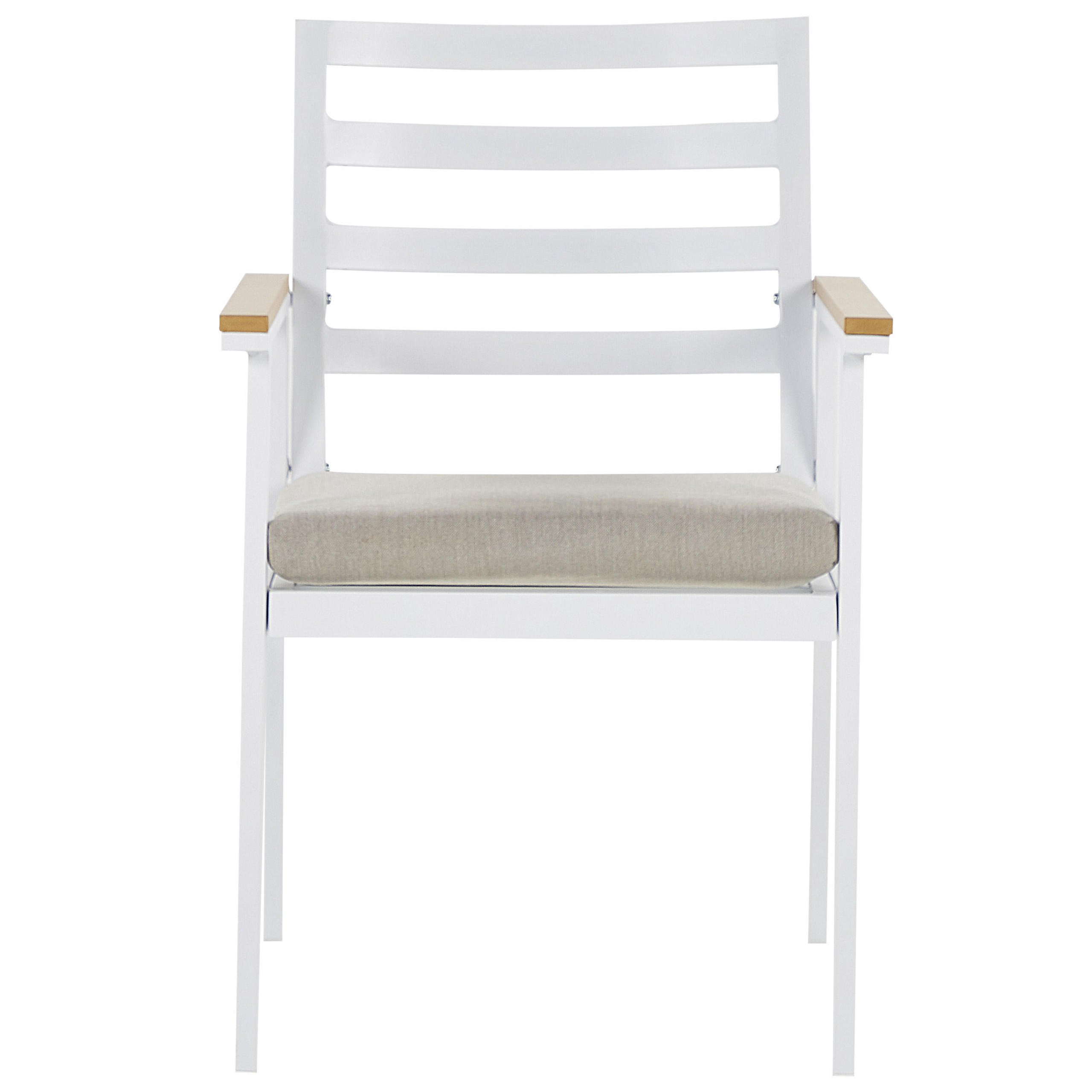 GARTENMÖBEL SET 4-Sitzer Aluminium weiß Auflagen beige Cavoli - Hellbraun/Beige, Metall - Beliani
