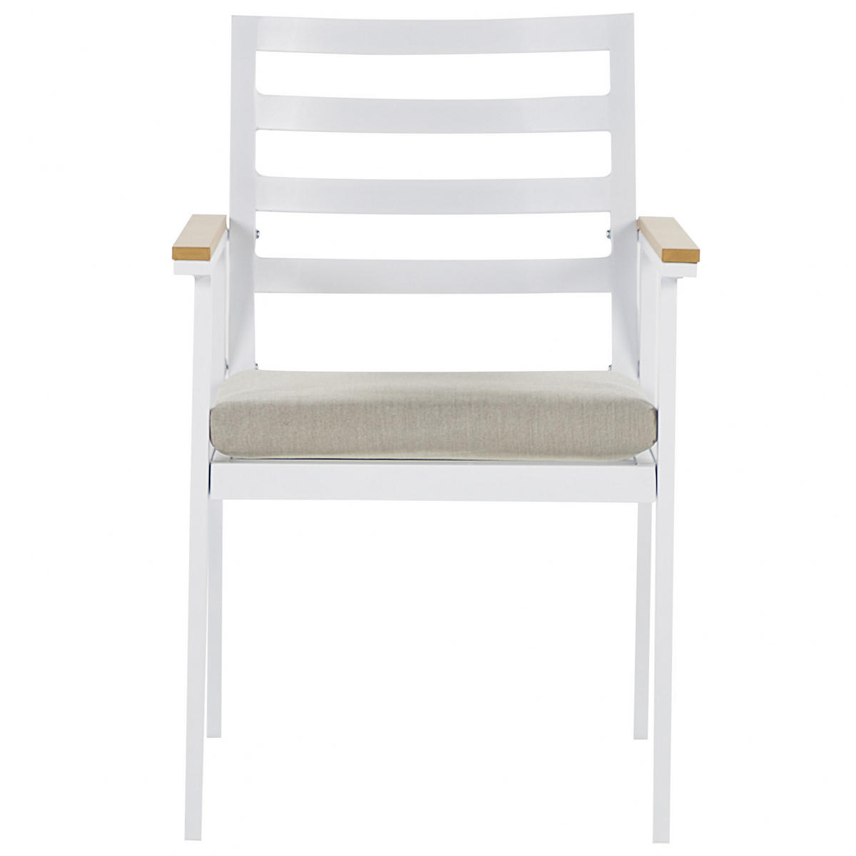 GARTENMÖBEL SET 4-Sitzer Aluminium weiß Auflagen beige Cavoli - Hellbraun/Beige, Metall - Beliani