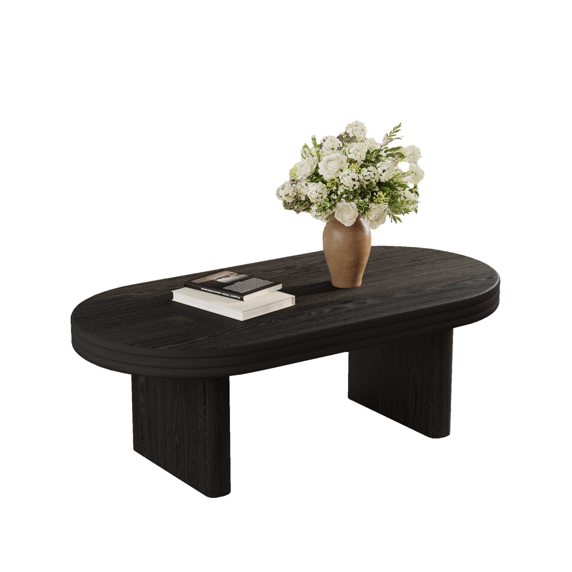 COUCHTISCH 120/60/41,5 cm Schwarz aus MDF mit ovalem Design und robustem Aufbau - Schwarz, Holzwerkstoff (120/60/41.5cm) - OKWISH