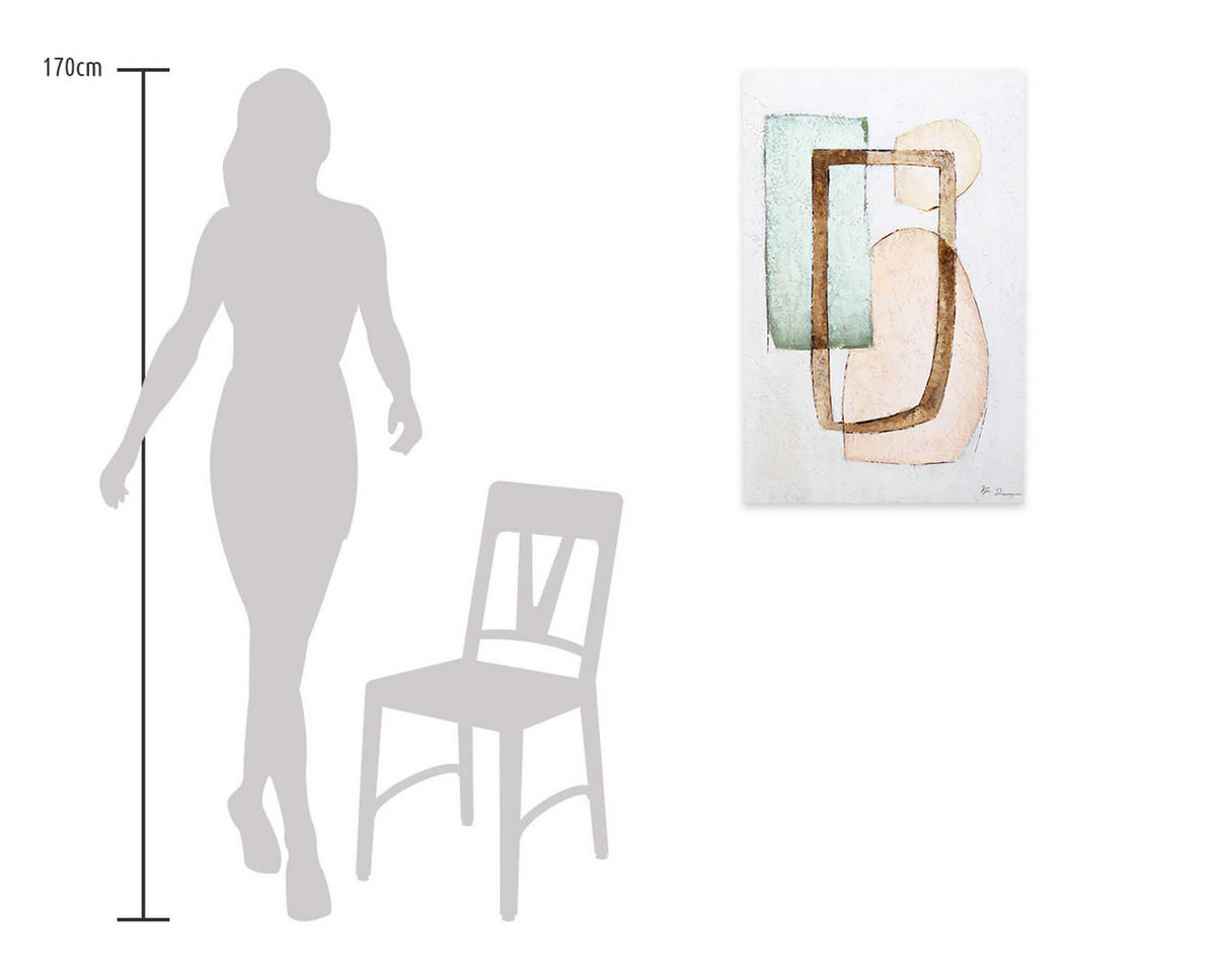 ACRYLBILD HANDGEMALT 60/90 cm - Pink/Grün, Holz/Textil (60/90cm) - KUNSTLOFT