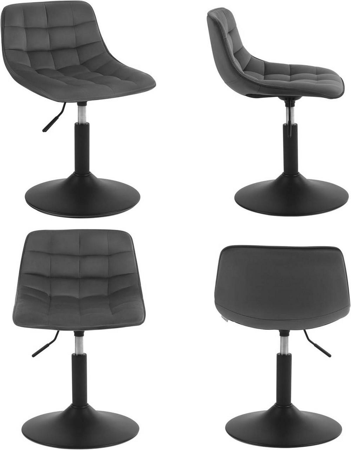 BARHOCKER Mehrzweck 360° Schwenken Samt, Dunkelgrau - Dunkelgrau/Schwarz, Textil/Metall (42.5/72/45cm) - Woltu