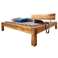 BETT Massivholz Wildeiche 200 x 200 x 85 natur BALKENMÖBEL #613 - Braun, Holz (200/200cm) - Massivmoebel24