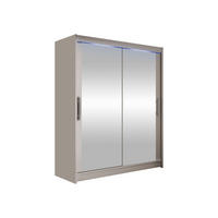 SCHWEBETÜRENSCHRANK Westa XI, mit RGB LED Beleuchtung - Kaschmir/Silberfarben, Holzwerkstoff/Metall (150/200/58cm) - MIRJAN24