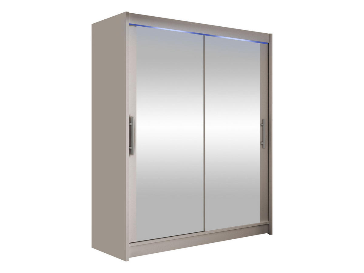 SCHWEBETÜRENSCHRANK Westa XI, mit RGB LED Beleuchtung - Kaschmir/Silberfarben, Holzwerkstoff/Metall (150/200/58cm) - MIRJAN24