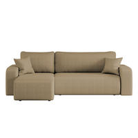 ECKSOFA L-FORM Schlaffunktion Und Bettkasten Eckcouch MILANO L Stoff Quelle Hellbraun Links - Hellbraun, Holz/Textil (142/244cm) - Kaiser Möbel