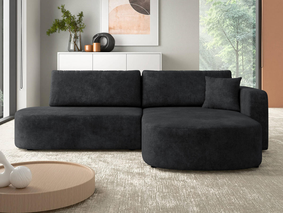 ECKSOFA Zerte, Seite: Rechts - Schwarz/Graphitfarben, Holz/Kunststoff (252/175cm) - MIRJAN24