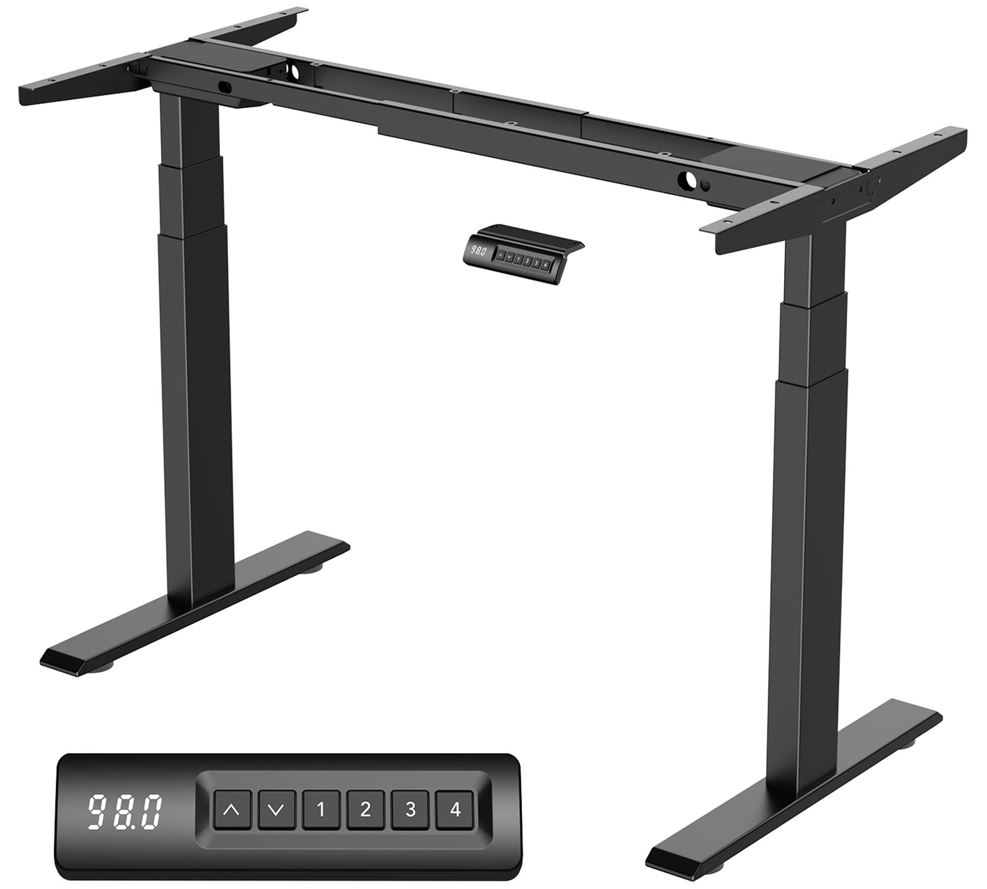 SCHREIBTISCH-GESTELL DE-37154 elektrisch höhenverstellbar mit Dual-Motor und LED Schwarz - Schwarz, Metall (150/57.5/127cm) - ComfortXL