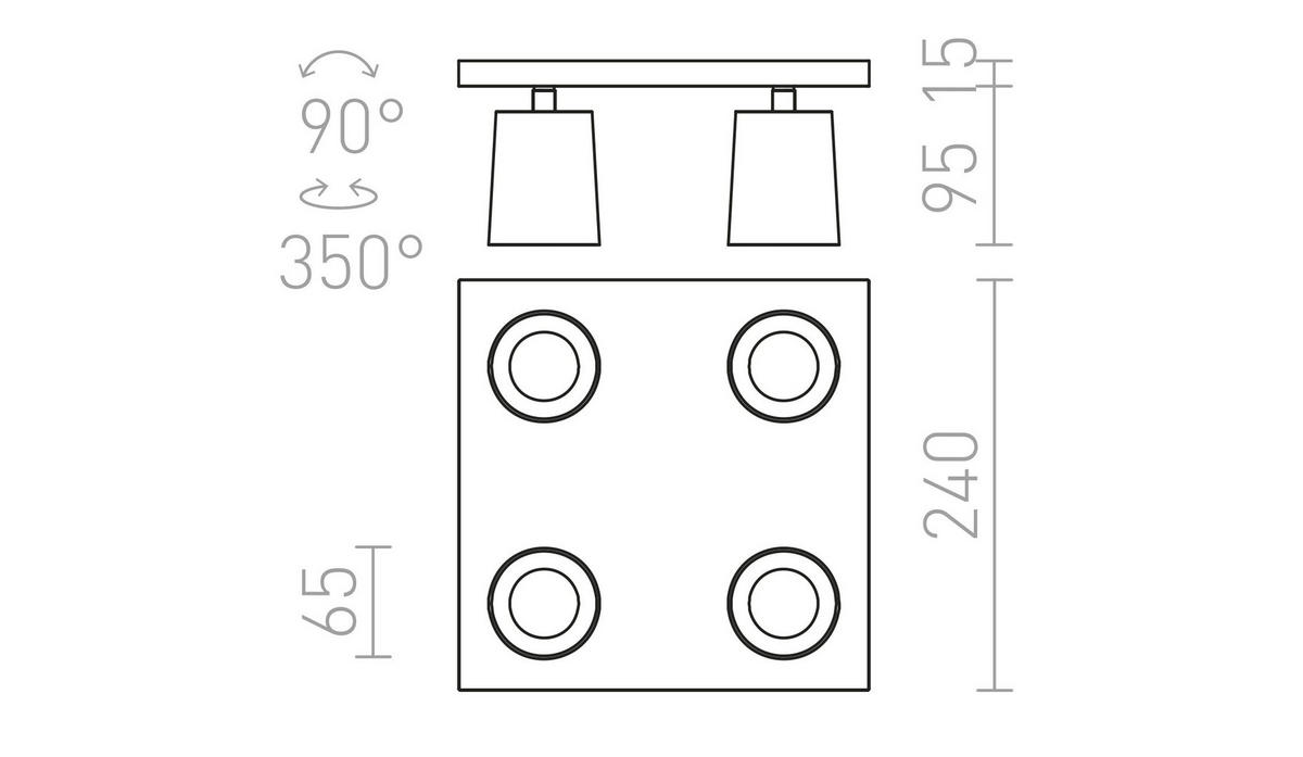 DECKENLEUCHTE KENNY IV Schwarz 32 W - Schwarz, Metall (30/30/20cm) - Rendl