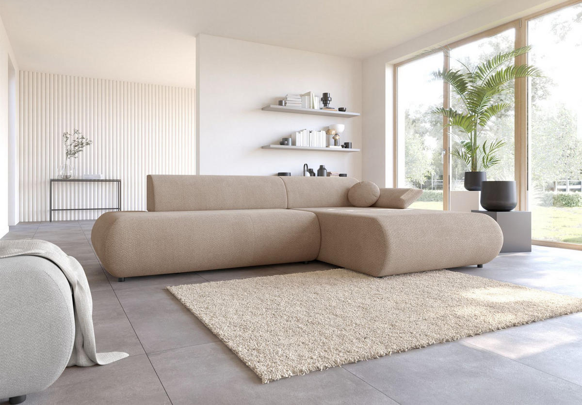 ECKSOFA Armone Beige Chenille - Beige/Schwarz, Kunststoff/Textil (173.5/286cm) - Selsey