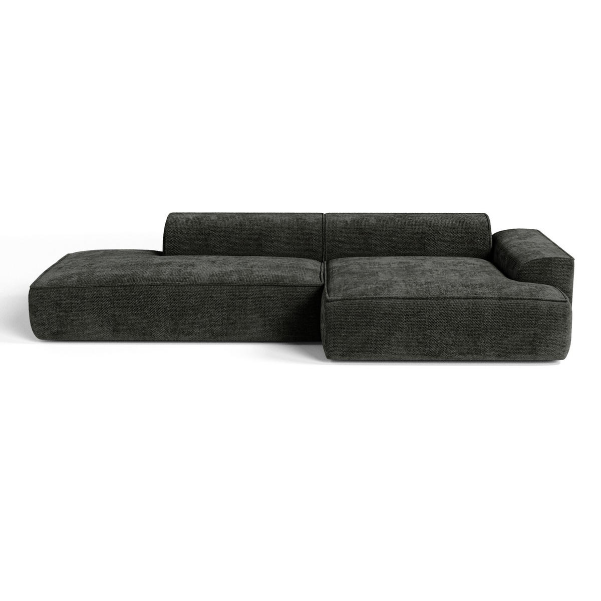 ECKSOFA rechtwinklig HANA Strickvelours Dunkles Anthrazit 300cm - Dunkelgrau/Anthrazit, Textil (300/155cm) - Premium Interiors