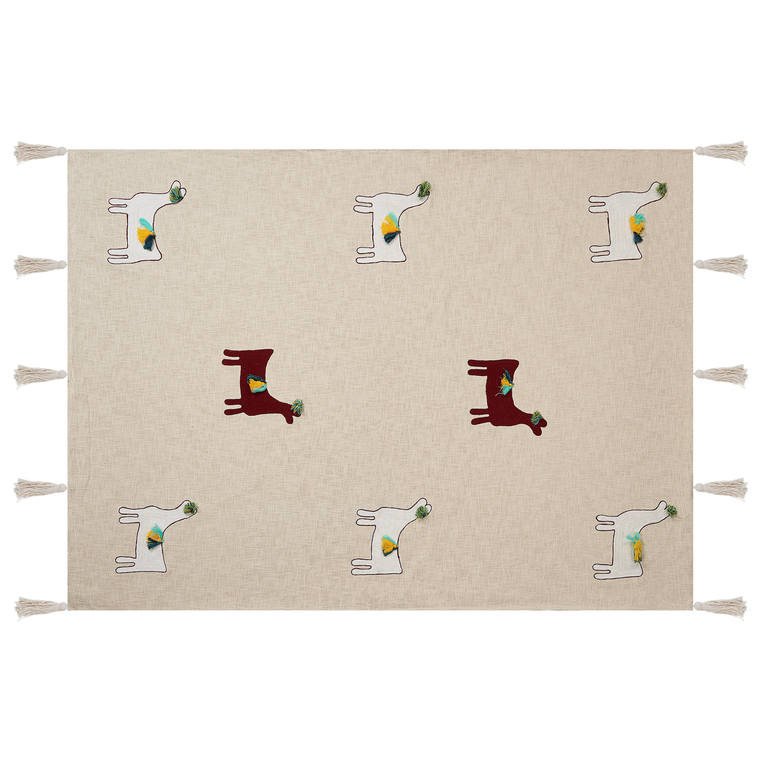 DECKE Beige Deoghar 130/180 cm - Beige, Naturmaterialien/Textil (130/180cm) - Beliani