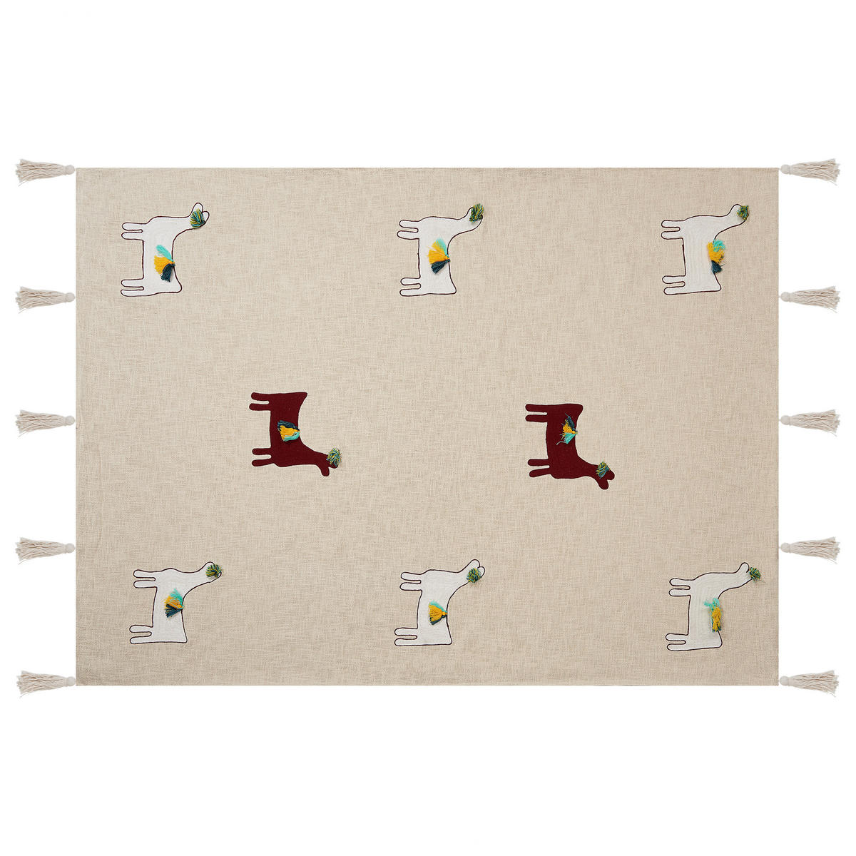 DECKE Beige Deoghar 130/180 cm - Beige, Naturmaterialen/Textil (130/180cm) - Beliani