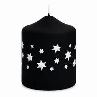 ADVENTSKERZEN Estrellas in Samtlook Schwarz 8 x 6 cm, 4er Set - Schwarz, Paraffin (6/8/8cm) - Kopschitz Kerzen