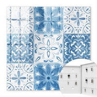 SCHLÜSSELBOX Weiß 30x30 cm – Türöffnung nach rechts - Geometrische Fliesen - Blau, Metall (30/30/5cm) - TULUP