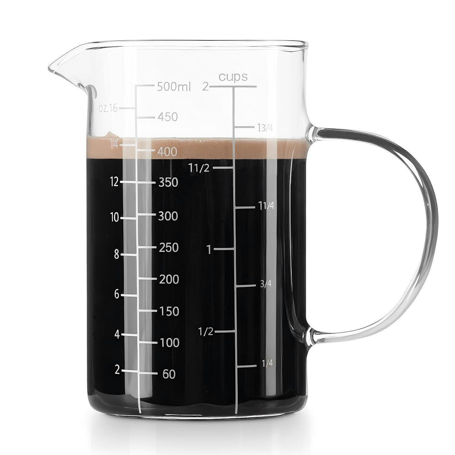 MESSBECHER Glas 500ml mit drei Skalen - Transparent, Glas (0.5L)
