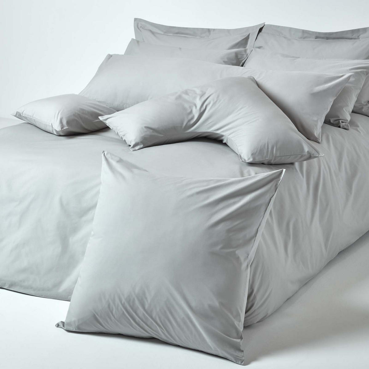KISSENBEZUG Perkal, Ägyptische Baumwolle, Fadendichte 200 - Grau, Textil (40/80cm) - Homescapes