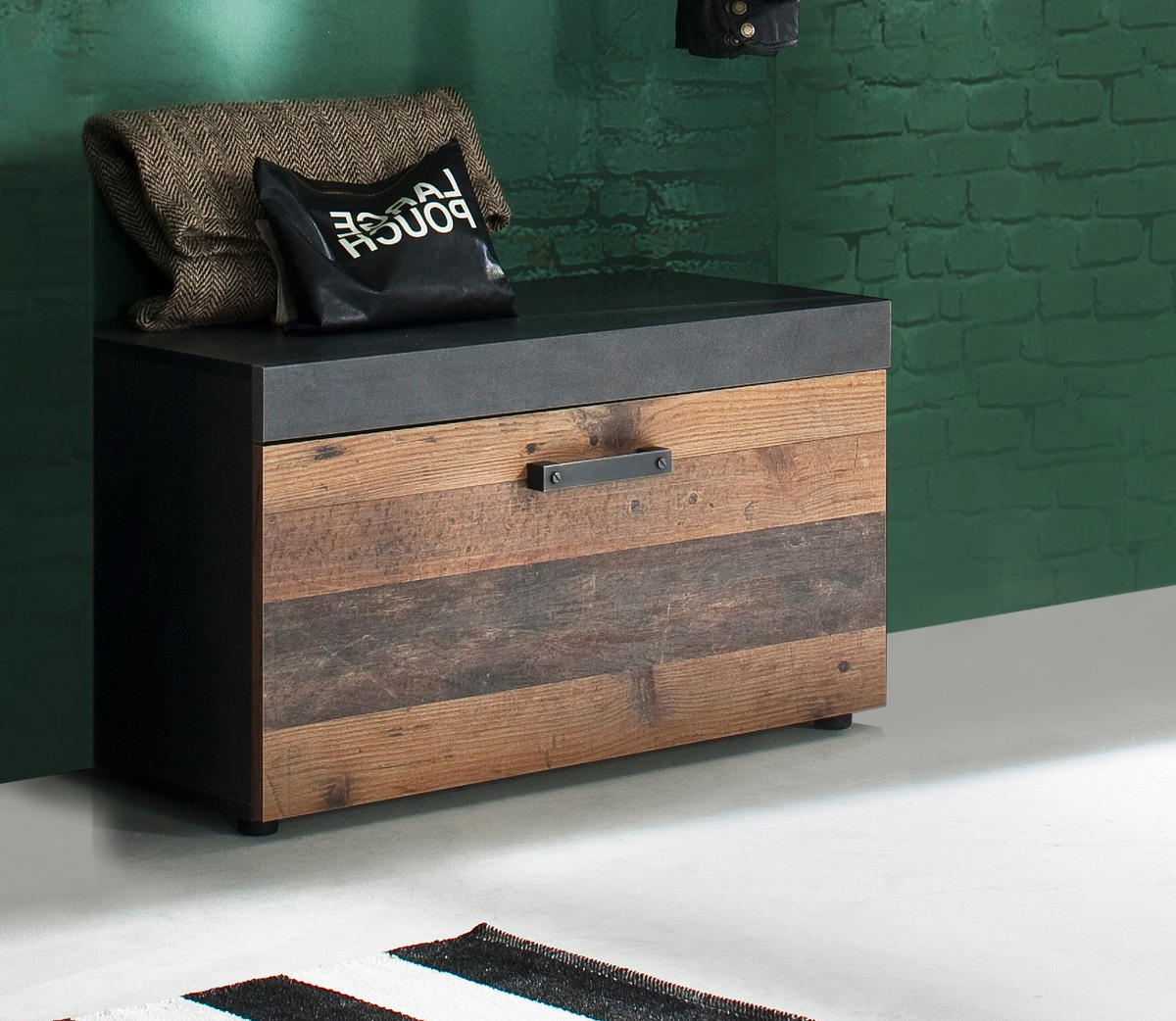 GARDEROBENBANK Used Wood Shabby mit grau 80 x 45 cm, Sitzbank mit Stauraum - Silberfarben/Schwarz, Holzwerkstoff/Kunststoff (80/45/37cm) - Top.Furn