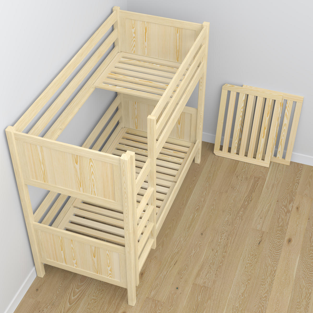 ETAGENBETT N02 mit Schublade Klare Kiefer 120/180 - Braun, Naturmaterialien/Holz (120/180cm) - N-Wood