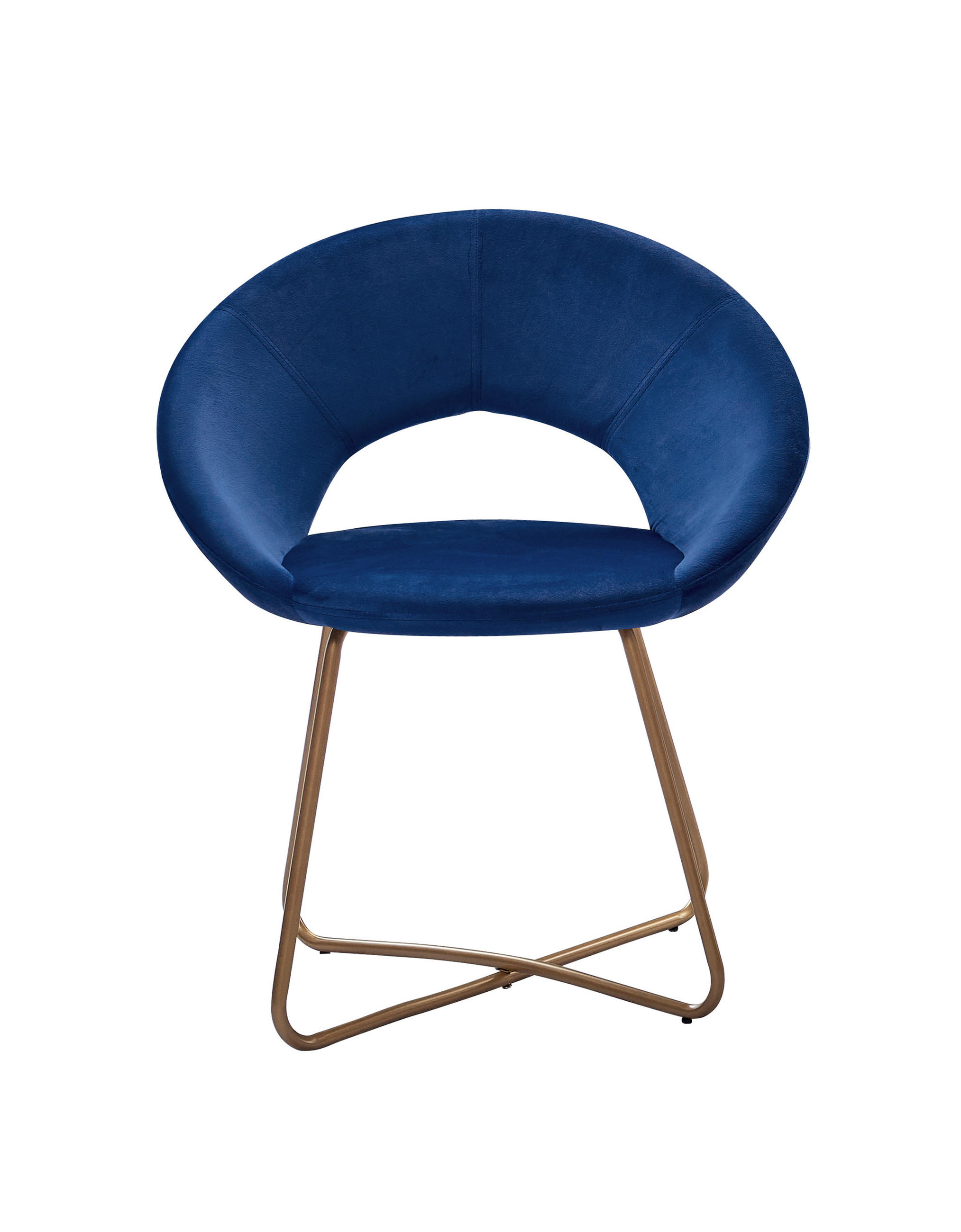 SCHALENSTUHL LENNY - Blau/Goldfarben, Textil/Metall (64/77/46cm) - SAM