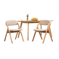 KLAPPSTUHL DE-36260 2er-Set mit gepolstertem Sitz Khaki - Sandfarben, Holz (54/60/79cm) - ComfortXL