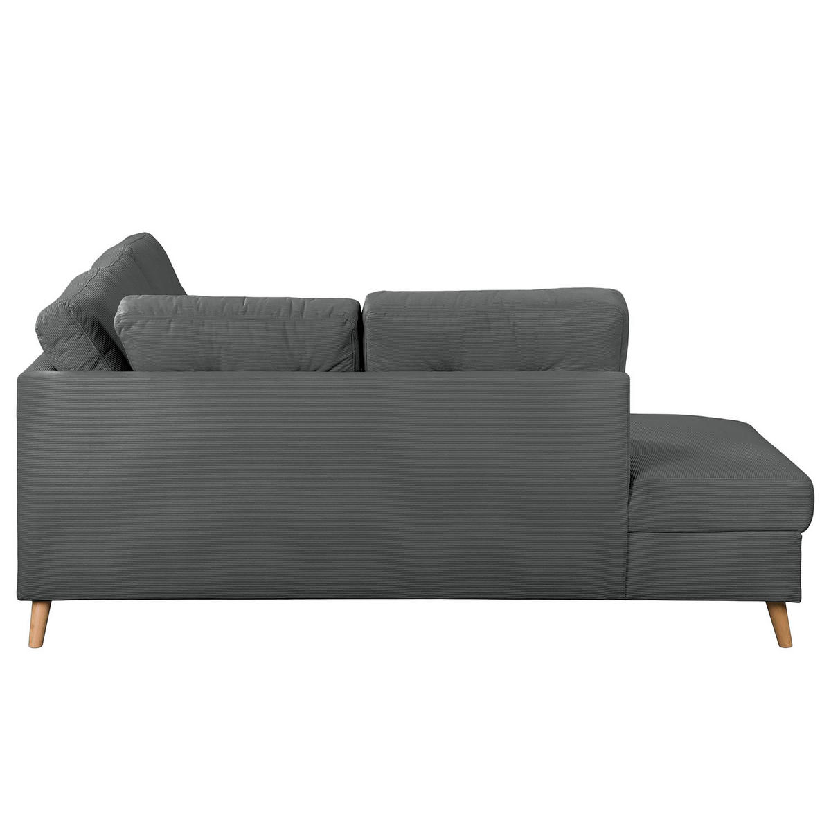 ECKSOFA mit Ottomane - Anthrazit/Braun, Holz/Textil (230/200cm) - home24
