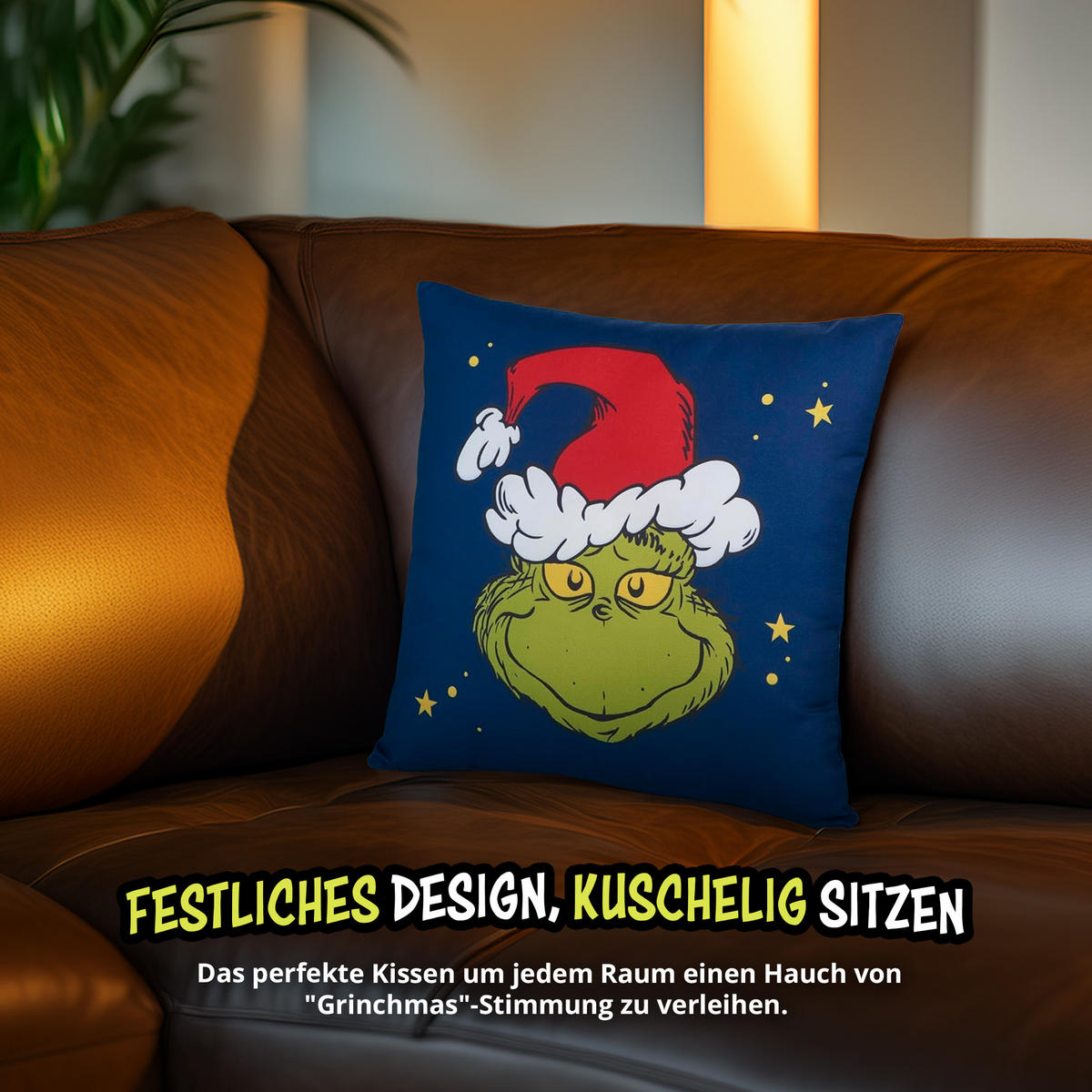 ZIERKISSEN The Grinch blau 30 x 30 cm - Blau, Textil (30/30cm) - United Labels