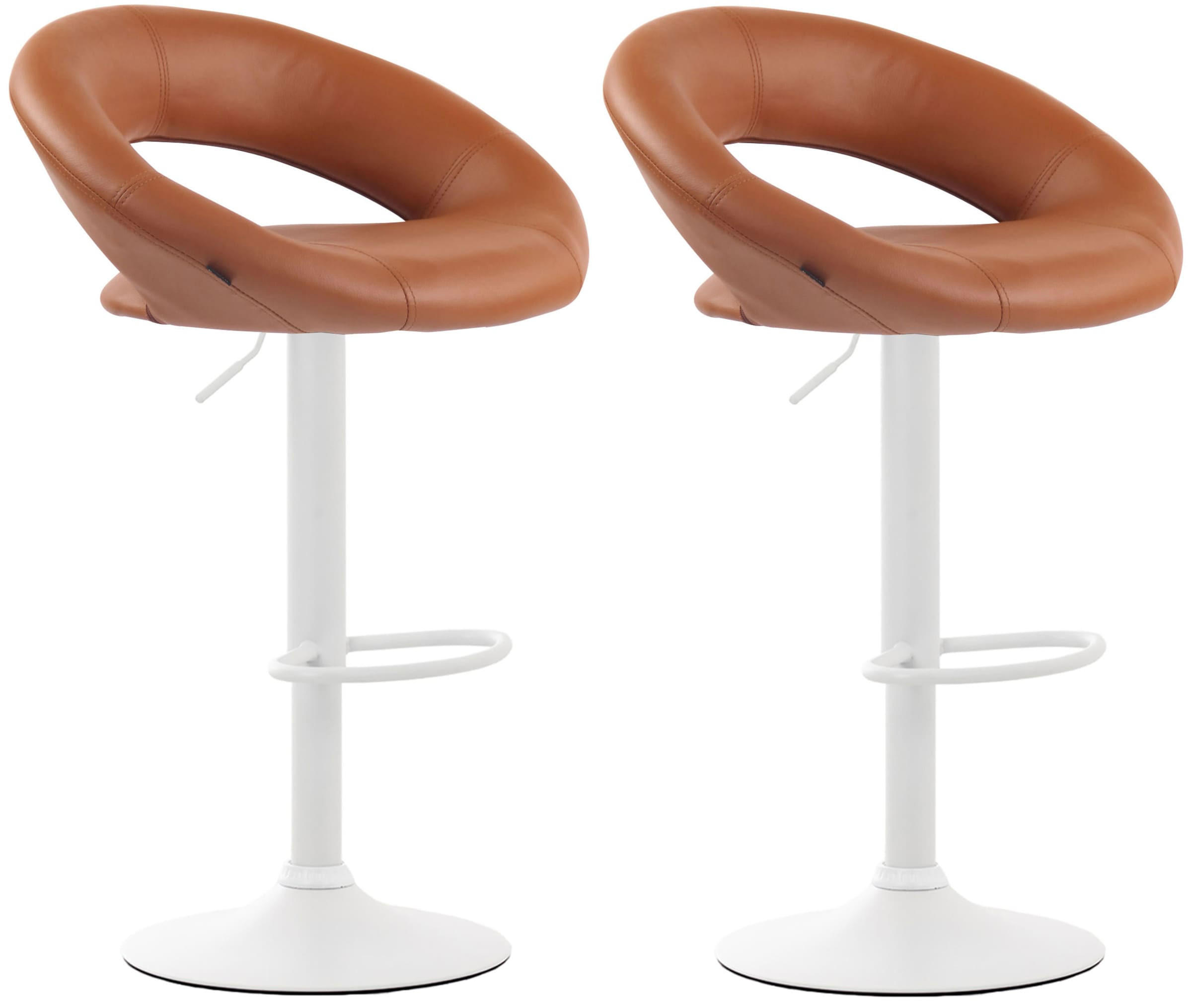 BARHOCKER 2er Set Mekim Kunstleder Hellbraun Weiß - Hellbraun, Leder/Metall (53/80/47cm) - DELUKE