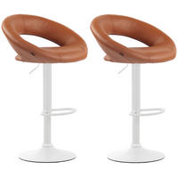 BARHOCKER 2er Set Mekim Kunstleder Hellbraun Weiß - Hellbraun, Leder/Metall (53/80/47cm) - DELUKE