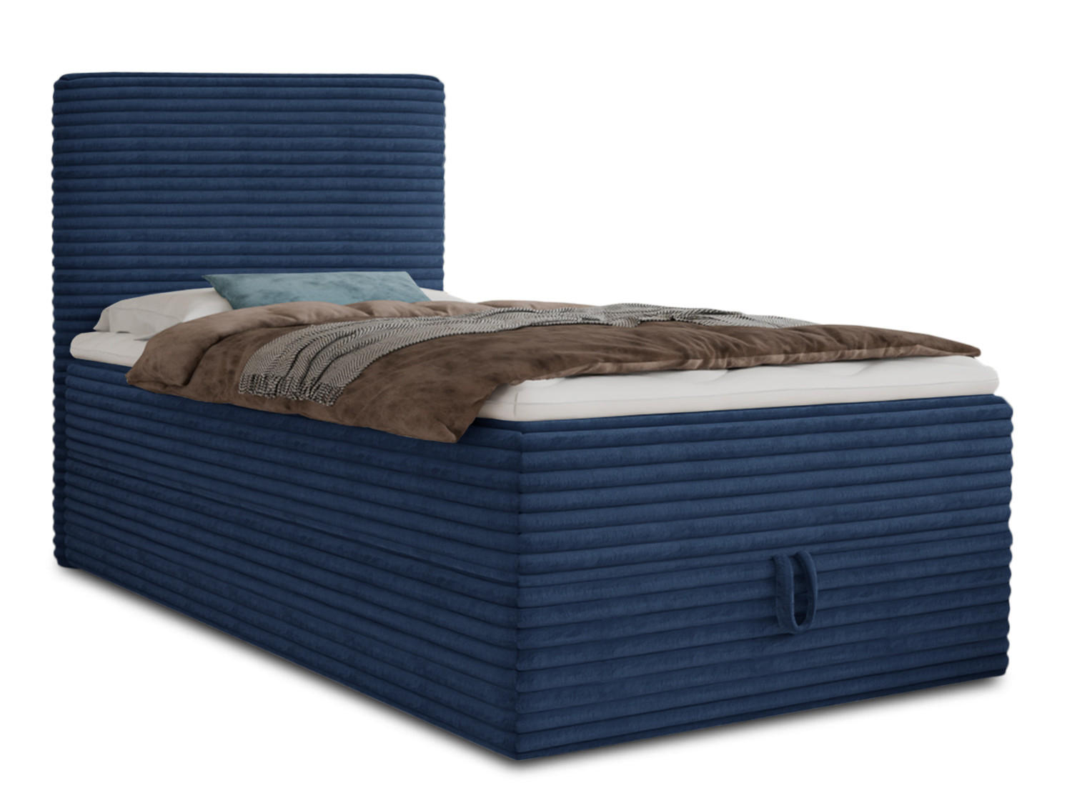 BOXBETT Mollo Mini - 100x200 - blau (Tilia 77, Cord) - Blau/Schwarz, Holz/Holzwerkstoff (100/200cm) - Sofnet
