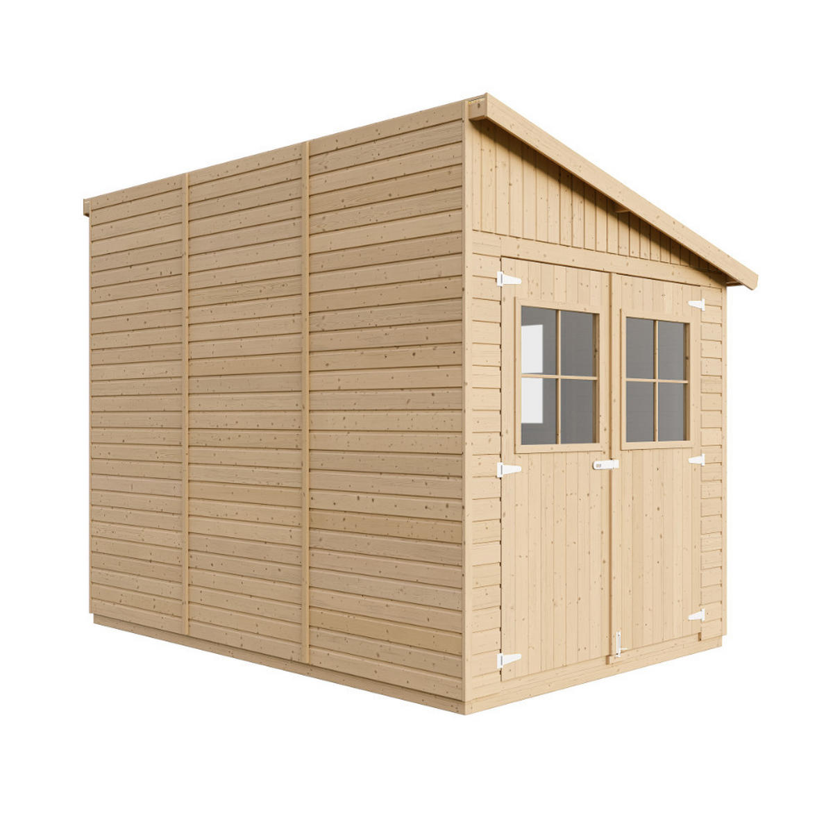 HOLZ-GARTHENHAUS (mit Seitenwand) MIT IMPRÄGNIERTEM BODEN -- H244x216x318 cm/6,2 m2 - M339A+M339G - Beige, Holz (218/251/297cm) - Timbela
