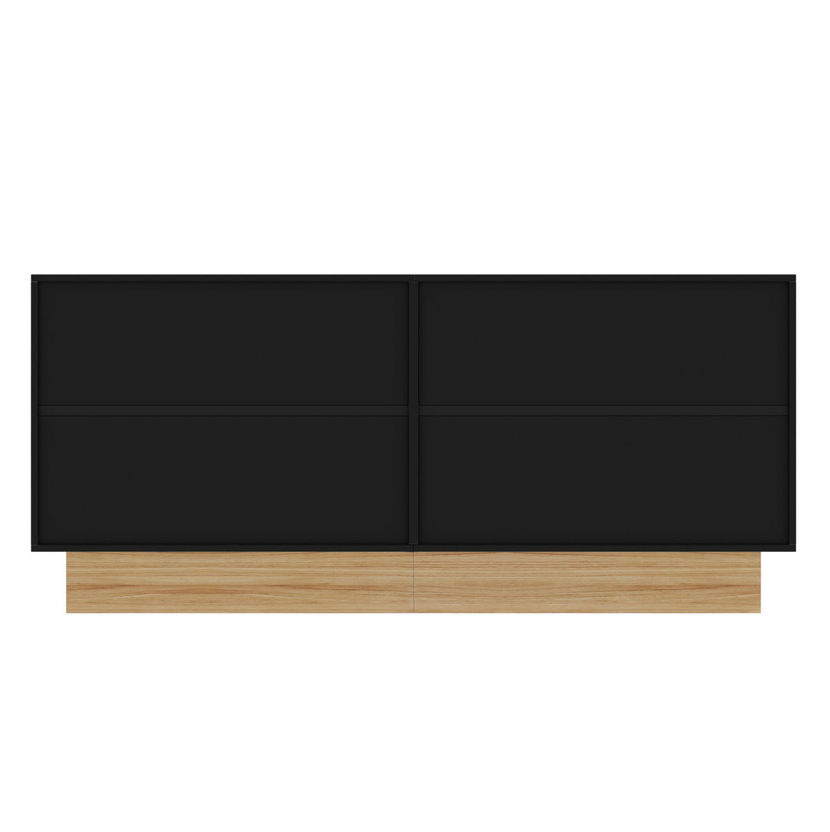 KOMMODE 160/38/75 cm mit 4 Türen – matte Front in Schwarz mit Holzoptik - Schwarz, Holzwerkstoff (160/75/38cm) - BEAOK
