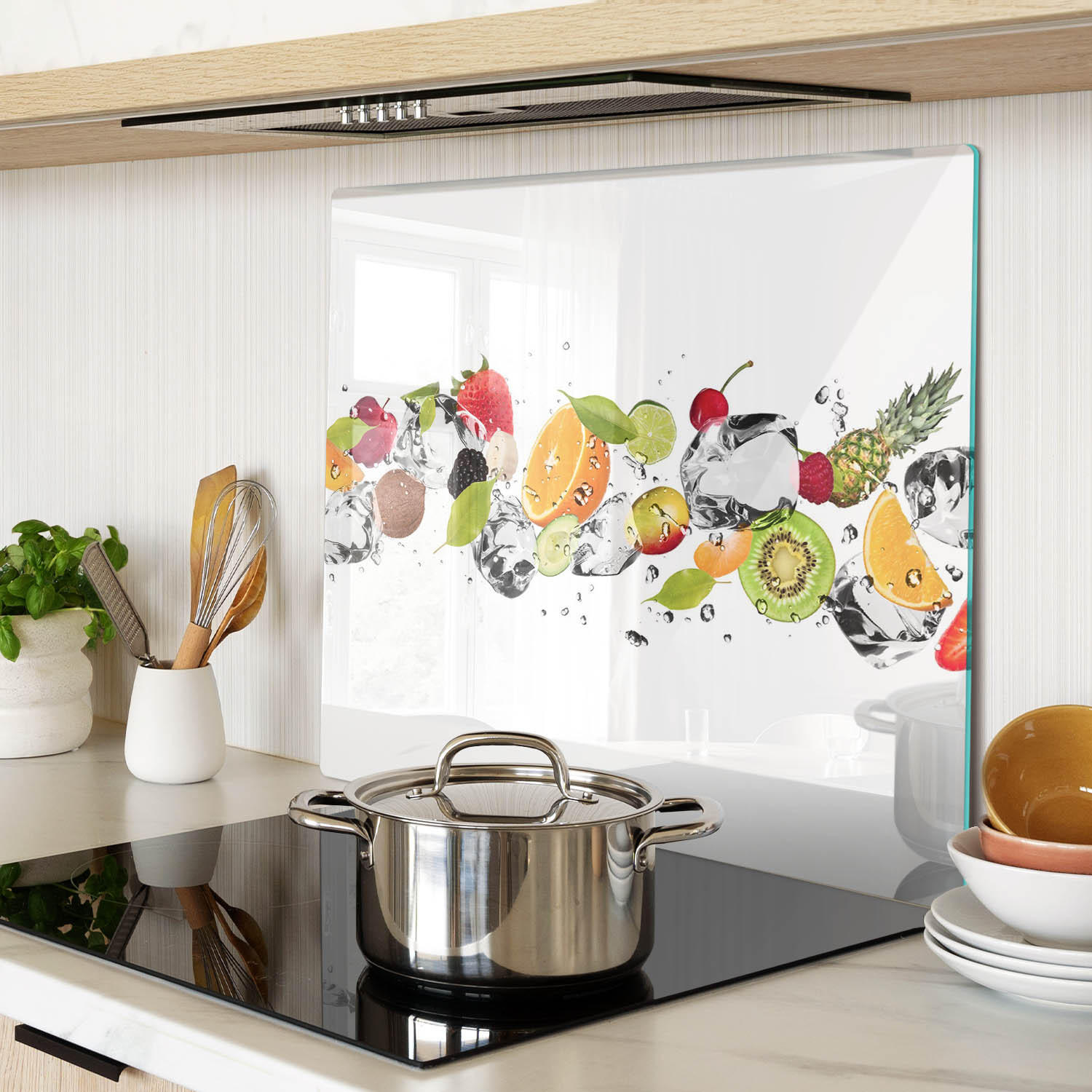 GLASPLATTE 60x52 cm Obst und Wasser - Multicolor, Glas (60/0.4/52cm) - TULUP