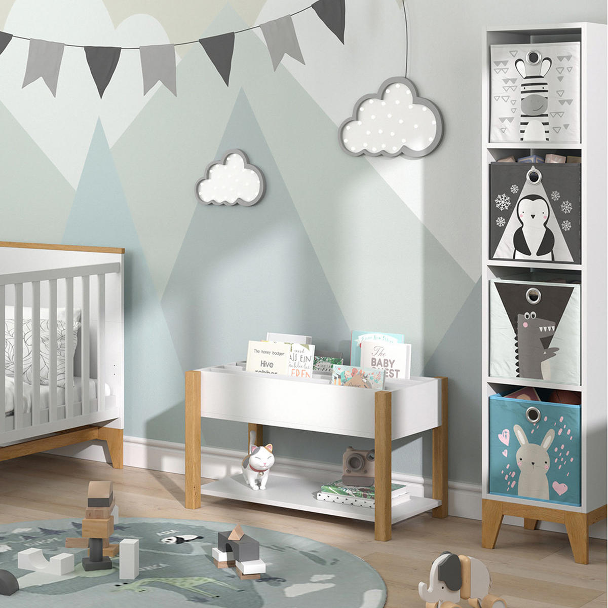 KINDERREGAL Malia Weiß/Eiche 80 x 46 cm - Eichefarben/Weiß, Holzwerkstoff (80/46/40cm) - VitaliSpa