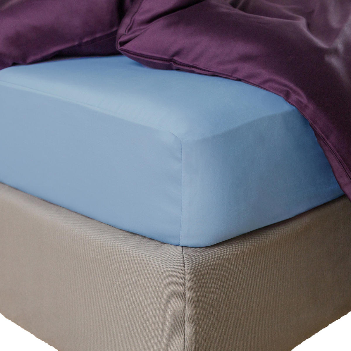SPANNBETTLAKEN Satinette - Hellblau, Textil (160/200cm) - home&you