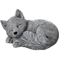 STEINFIGUR Fuchs Welpe Reini schlafend frostfest Steinguss massiv - Grau, Stein (20/11/12cm) - stoneandstyle