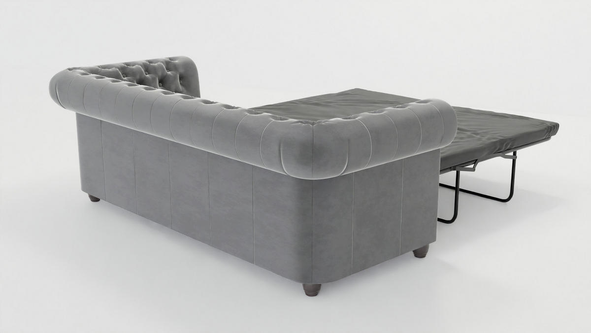 CHESTERFIELD-SOFA 3-Sitzer mit Schlaffunktion Nyx Grau Samt - Braun/Grau, Holz/Textil (203/28/86cm) - S-Style Möbel