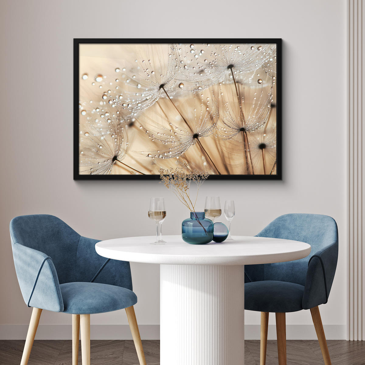 POSTER MIT RAHMEN Löwenzahn - Abstrakt - Natur - Beige 90x60 cm - Braun, Papier (90/60cm) - MuchoWow