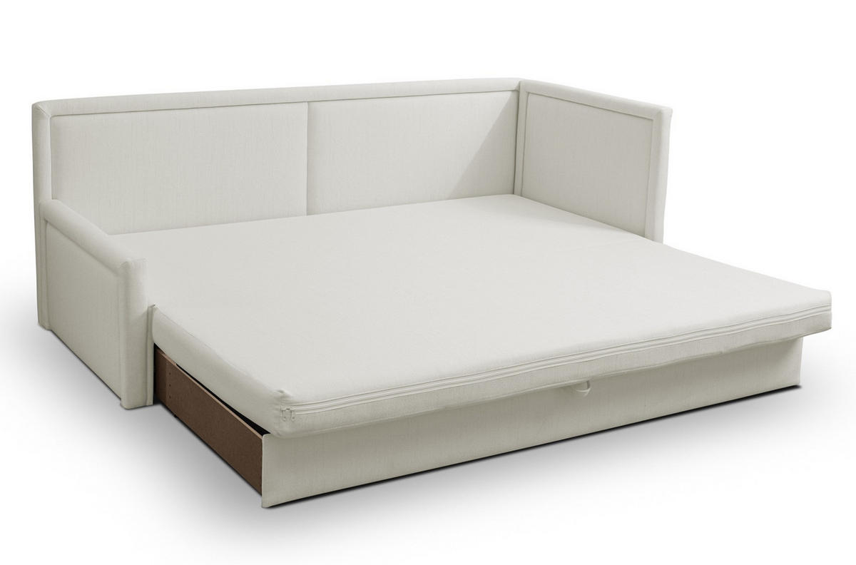JUGENDBETT Caprili Creme mit Bettkasten - Creme/Schwarz, Kunststoff/Textil (163/189cm) - Selsey