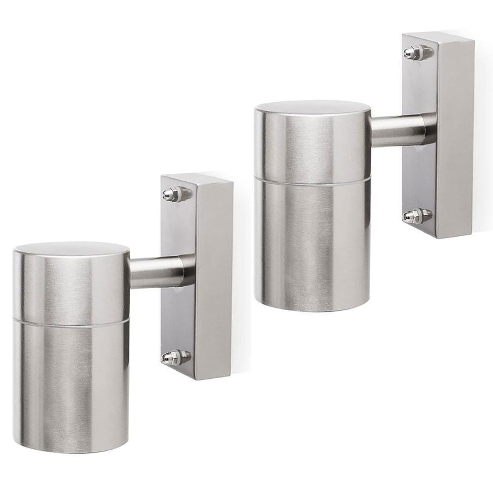 AUSSEN-WANDLEUCHTE Edelstahl Silber 2er Set - Silberfarben, Metall (6/10/6cm)
