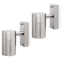 AUSSEN-WANDLEUCHTE Edelstahl Silber 2er Set - Silberfarben, Metall (6/10/6cm)