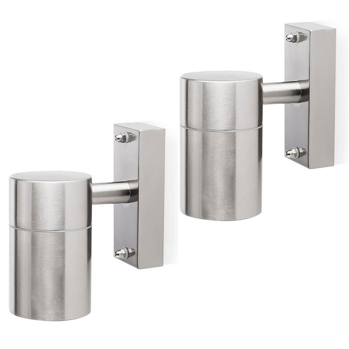 AUSSEN-WANDLEUCHTE Edelstahl Silber 2er Set - Silberfarben, Metall (6/10/6cm)