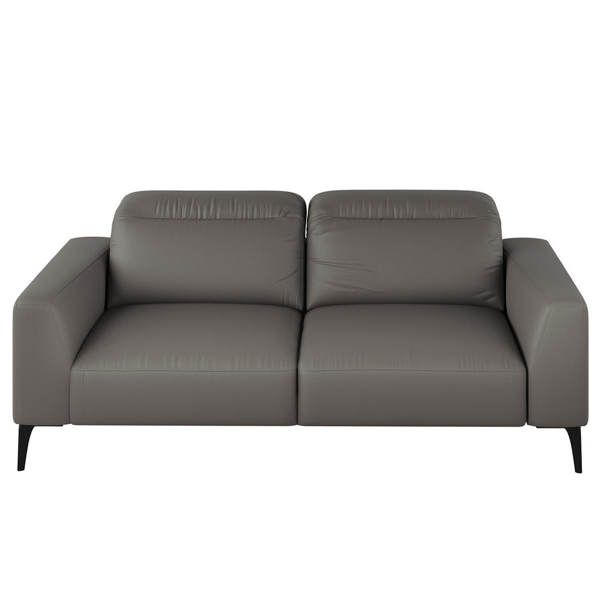 2-SITZER SOFA - Schwarz/Grau, Leder/Metall (170/73/107cm) - home24